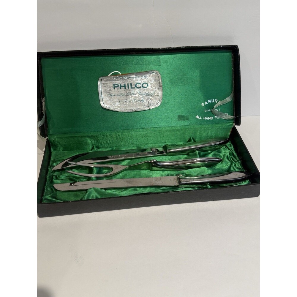 Vintage Riviera Custom-Concave Stainless Samuri 3 Pc Carving Set Japan with box